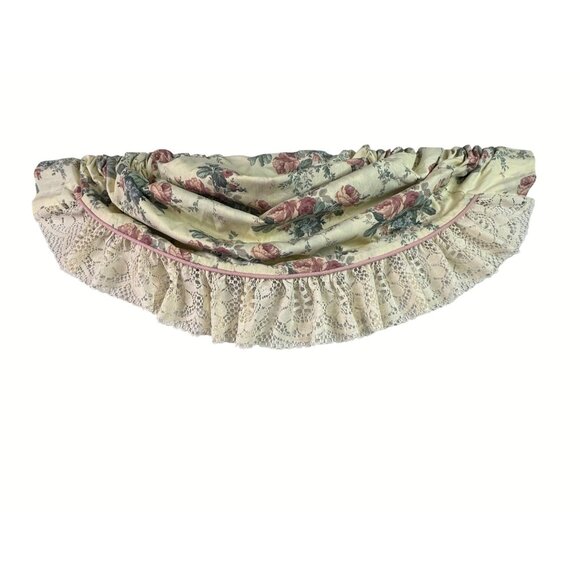 2 Croscill Elizabeth Gray Victoria Lace Scalloped Valances Floral Cottage Shabby - Picture 2 of 5